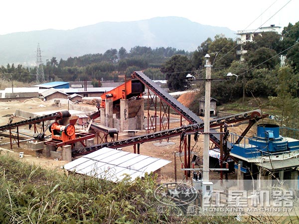 河卵石制砂生產線現場示意圖