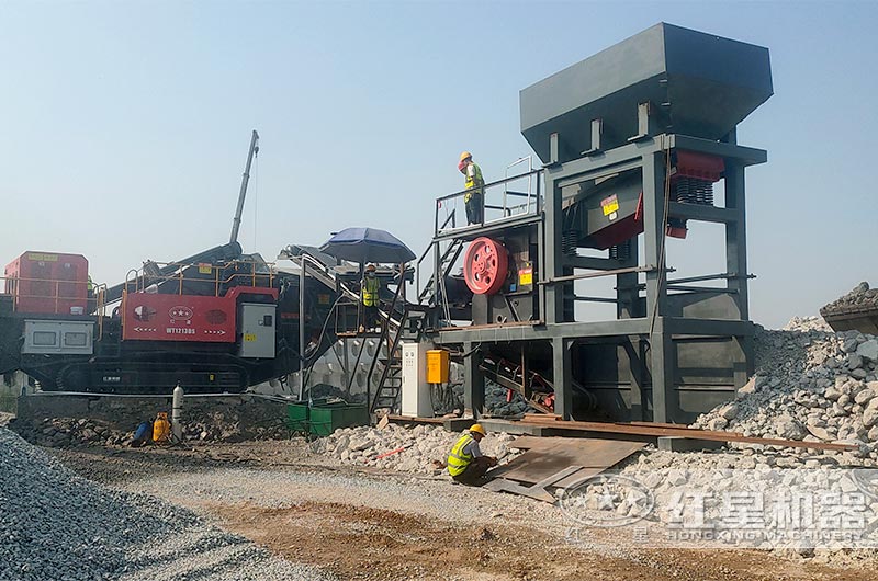 建筑垃圾移動破碎機現場 建筑垃圾移動破碎機現場