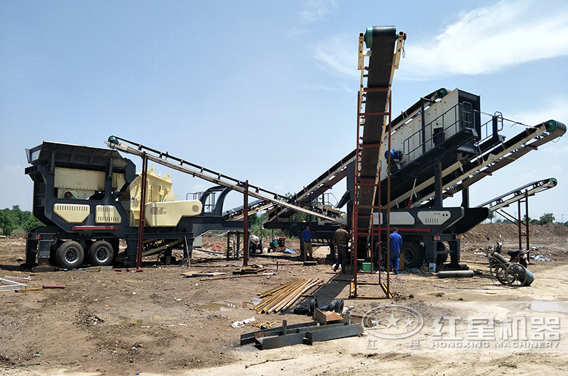 車載移動碎石機加工現場 車載移動碎石機加工現場