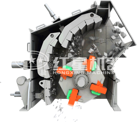 反擊式碎石機(jī)工作原理圖 反擊式碎石機(jī)工作原理圖